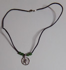 Vintage Bohemian Marijuana Leaf Pendant On 20" Black Cord Necklace — photo 1