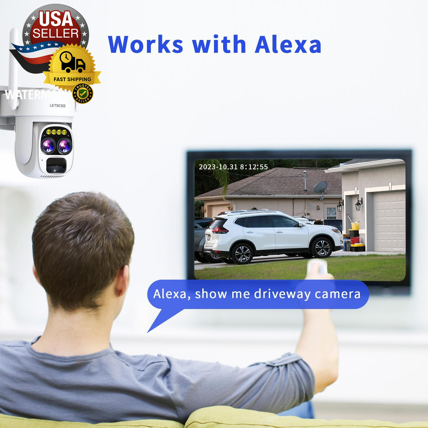 Security Cameras Wirelss Outdoor for Home Security, Alexa Cameras Solar Power,36