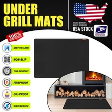 Black 76"x51" Fireplace Hearth Rug Fire Resistant Mat For Rustic Cabin Fireplace