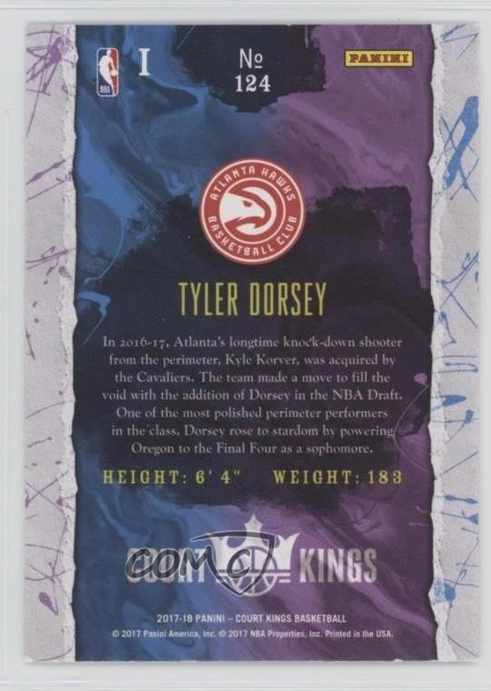 2017-18 Panini Court Kings Rookies I Tyler Dorsey #124 Rookie RC - Image 2 of 2