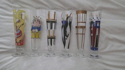 Lot of 6 Vintage Ritzenhoff Germany Artist Collection Wheat Beer Glasses Set