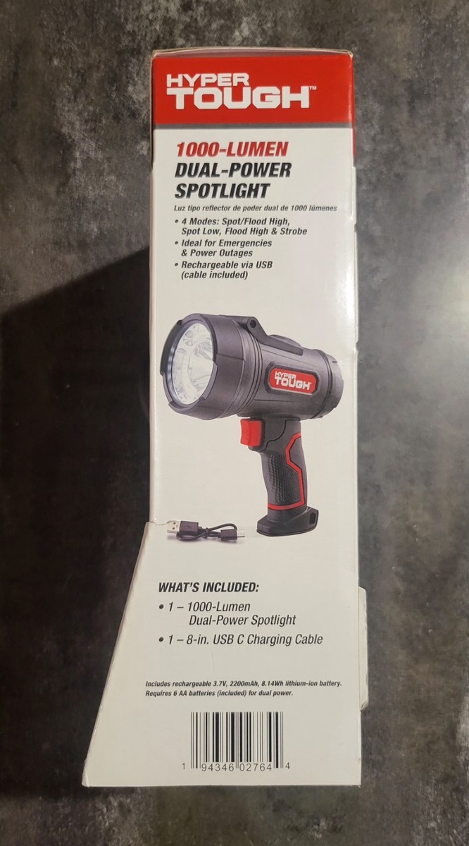 Hyper Tough 1000 Lumen Brightness LED Dual Power Rechargeable