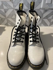 Dr. Martens Zavala Combat Boots Women's Size 6 White Leather Lace Up
