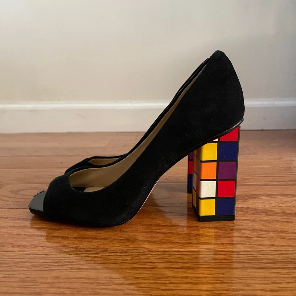 Katy Perry The Caitlin Rubik’s Cube Tacones Mujer 6 Negro Multicolor Gamuza Bloque Foto 2 de 4