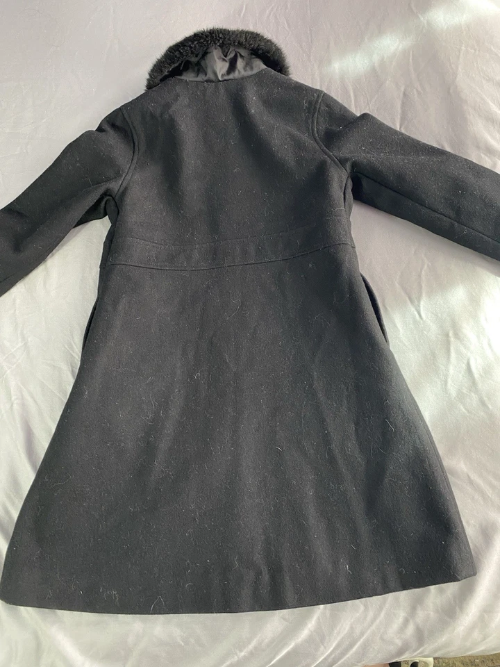 Usado en Excelente Condición Gymboree Largo Negro Vestido Abrigo con Ribete de Piel 6T Niñas Navidad Vacaciones Otoño Foto 4 de 4