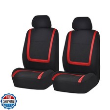 FH Group Car Seat Covers for Low Back Seats, Universal Fit Cloth, Red - Front