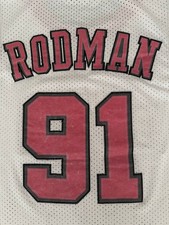 Dennis Rodman Chicago Bulls Jersey Adidas Hardwood Classics White Size M 2