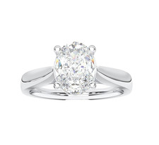 14K White Gold Lab Grown Diamond Solitaire Promise Ring Oval Cut 1.75 Carat