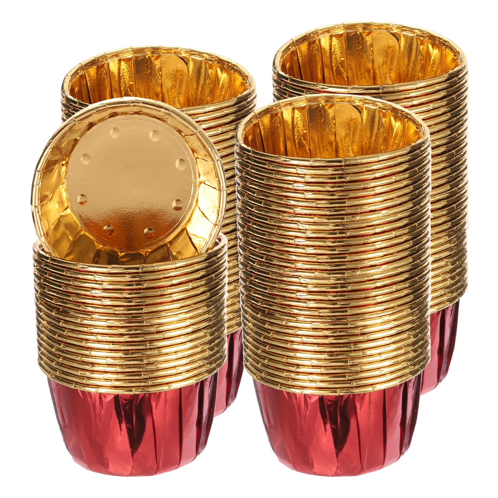 150Pcs Mini Red Metallic Foil Cupcake Liners for Baking