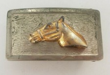 Vintage Horse Head Nickel Silver Western Belt Buckle K-1 