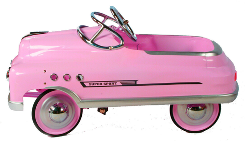 Children's Comet Metal Pedal Car, Pink Super Sport, All Metal Ride-On, Collector - Picture 8 of 8
