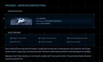 Star Citizen Package - Intrepid Starter Pack ( OC ) Originalkonzept - LTI