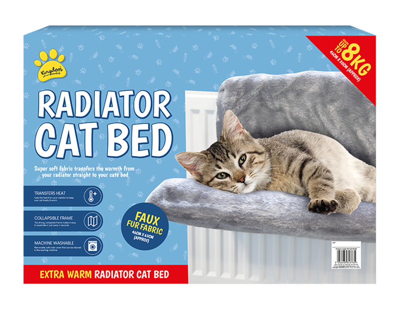 Faux Fur Radiator Cat Bed - Extra Warm Plush Pet Bed - Washable