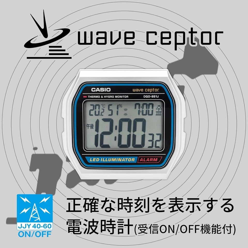 CASIO WAVE CEPTOR A158WA Motif electric wave alarm clock DQD-851J-8JF JAPAN NEW - Image 4 of 4