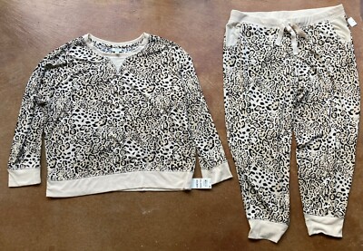New Jenni Women Plus Twinning Super Soft Pajama Set, Natural Leo, XXLarge