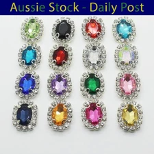 10pcs Rhinestone Cabochon Clothing Buttons Acrylic Gem Sewing Decoration Mixed C