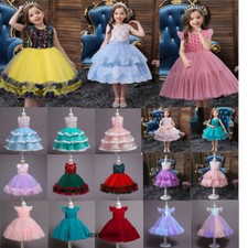 3-10Y Kids Girls Flower Wedding Birthday Tutu Dress Party Pageant Prinecss Gown