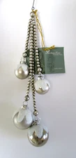 Bethany Lowe Designs Silver Bauble Dangle Snowball Christmas Ornament NWT