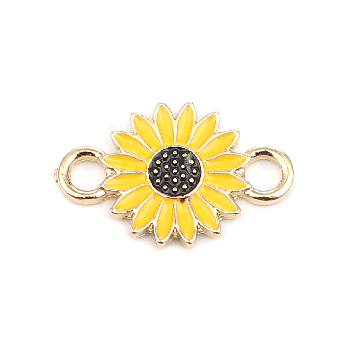 Yellow Sunflower Charms 10pcs Enamel Gold Plated Flower 22mmx14mm Summer  Time