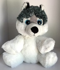 Bear Factory Wolf Dog Husky 14 Puppy Blue Eyes Gray White Plush Stuffed Animal