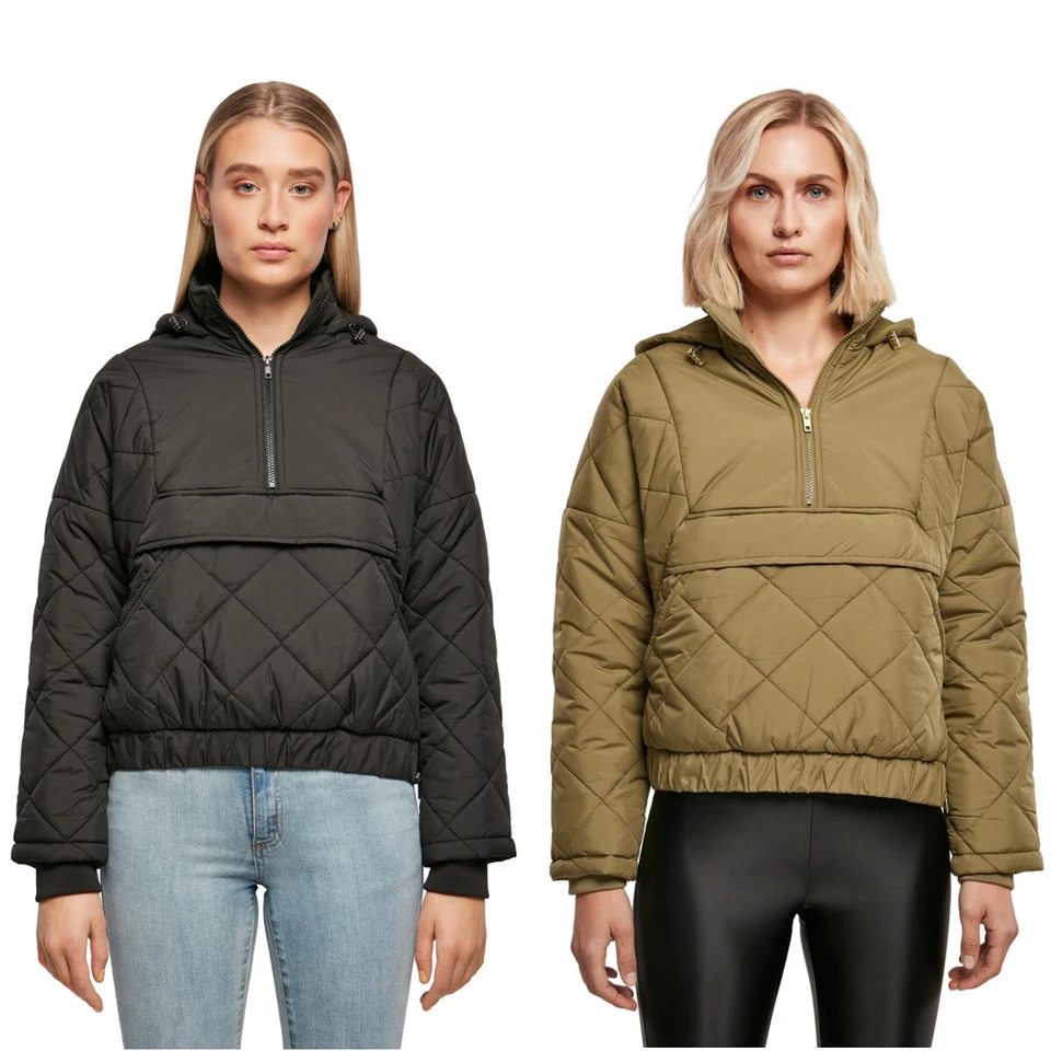 Urban Classics Ladies Oversized Diamond Quilted Pull Over Jacket Jacke Half Zip - Bild 1 von 1