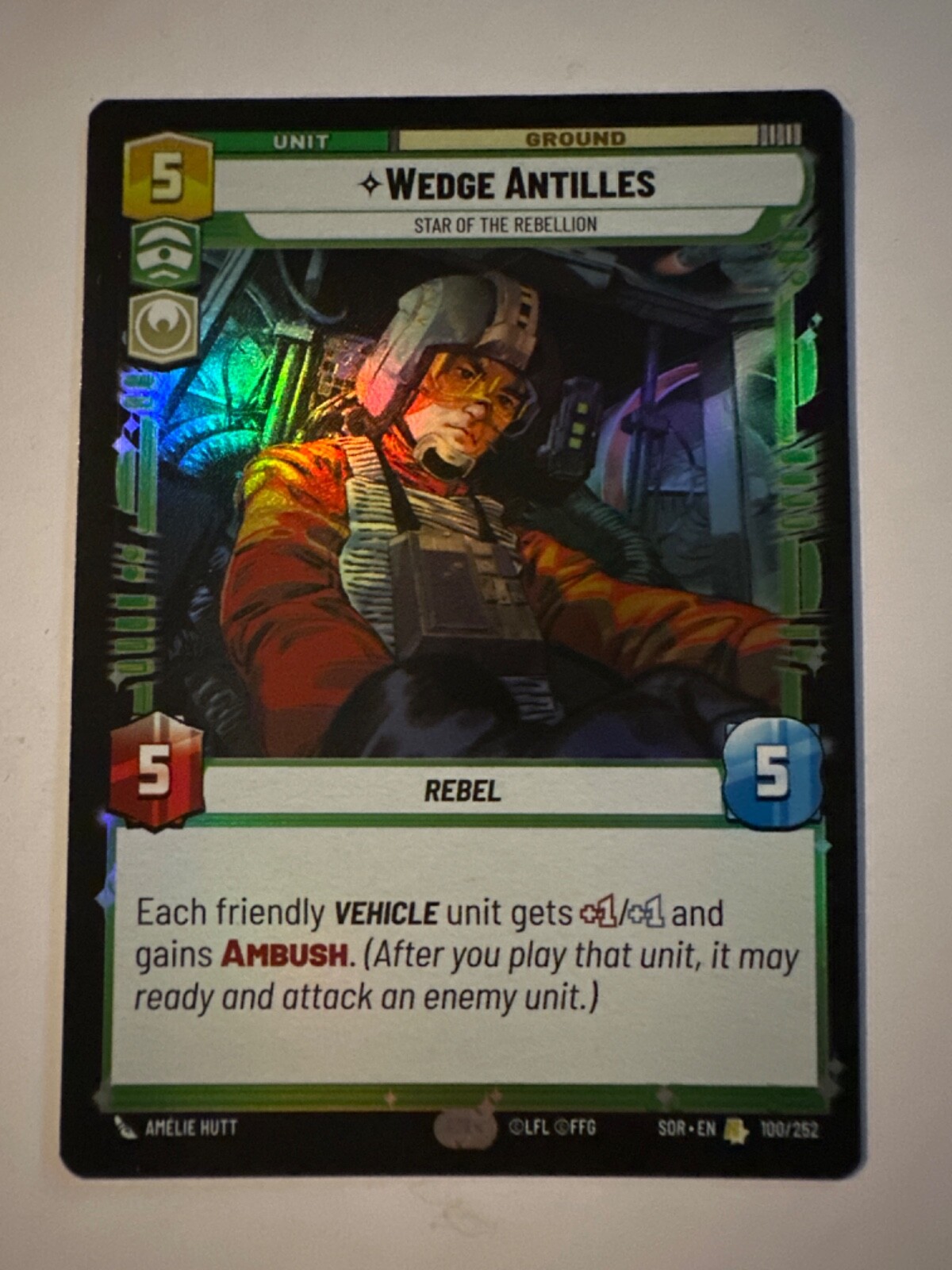 Wedge Antilles 100/252 Star Wars Unlimited Spark of Rebellion- Rare Foil