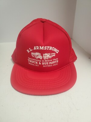 R.L. Armstrong Truck & Bus Parts Trucker Hat Cap Thin Rope Red