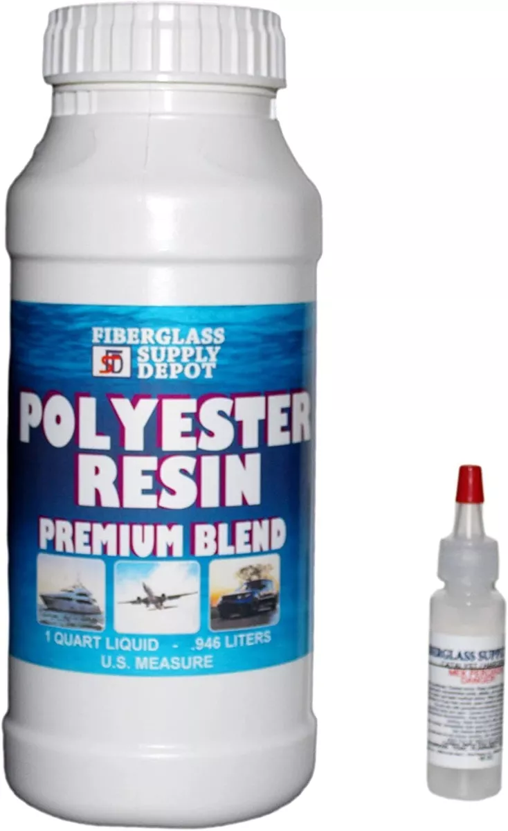 Polyester Resin w/hardener for laminating fiberglass mat,biaxle,cloth  (Quart)