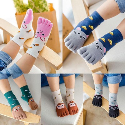 Rutschfeste Baumwollsocken Für Kinder Mädchen Jungen Cartoon-Tiere Fünf H