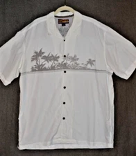 Quiksilver Hawaiian Boardriding Short Sleeve Button Up Shirt White w/Gray XL