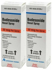 Apotex Budesonide Nasal Spray 32mcg 8.43mL | 120 Sprays | Expiration 02/26 2Pk
