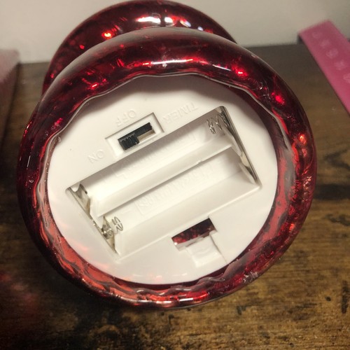 Red Glass Light up Christmas trees set of three battery operated - Picture 10 of 17