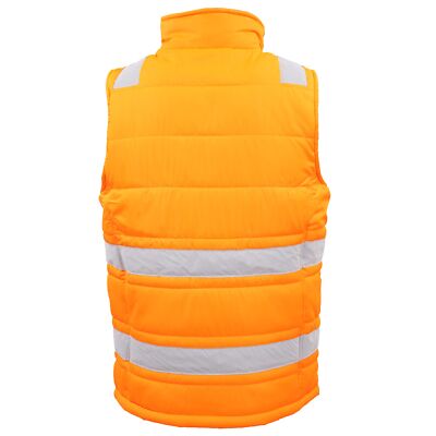 Hi Vis Puffer Workwear Vest Zip Up w Reflective Tape Quilted