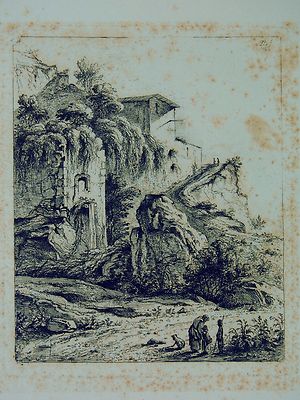 LANDSCAPE. ETCHING. JEAN JACQUES BOISSIEU. FRANCE. FINAL CENTURY XVIII.