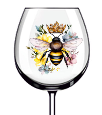 12x Bienenkönigin mit Blume Becher Weinglas Flasche Vinyl Aufkleber Abziehbilder s757
