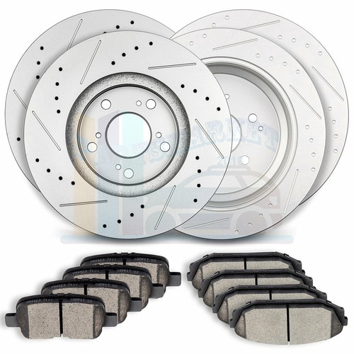 2X Front & 2X Rear Discs Brake Rotors and Pads For 20022004 Honda