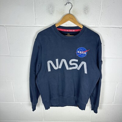 Alpha Industries Sweatshirt Mens Medium Blue Navy Jumper Crew