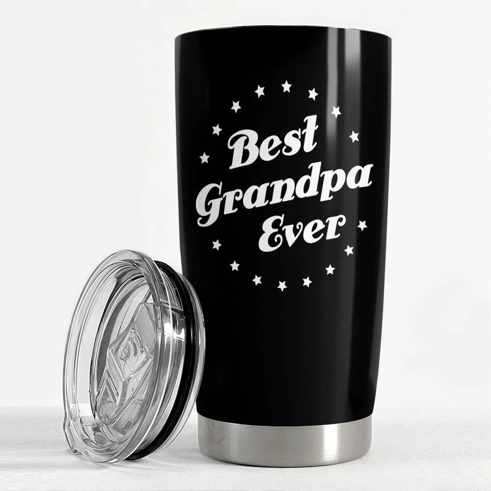 Tumbler Best Grandpa Ever Gift Set for Papa, Grandfather - 20Oz Insulated Travel