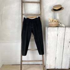 Felted Wool Pants Black Antique French Workwear Work Wear 34 inch waist 1920s