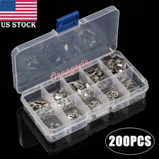 200PCS Stainless Steel 1.5 - 10mm² E Clips C Circlip Retaining Ring Assorted Kit