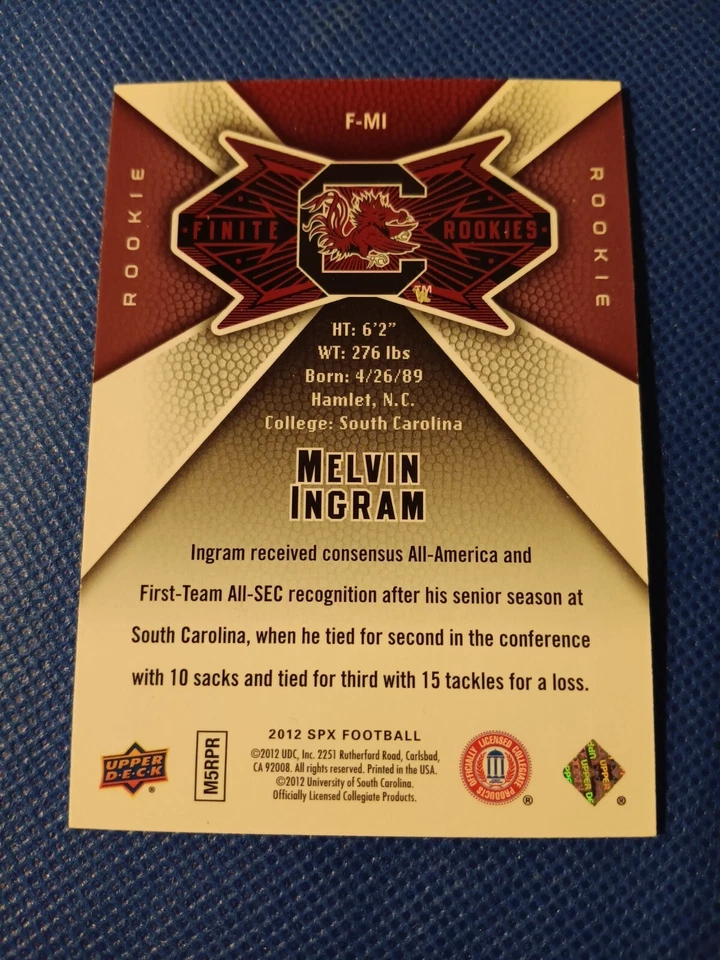 2012 MELVIN INGRAM UPPER DECK SPX NFL ROOKIE CARD RC #FMI CHARGERS /499 - Image 2 of 3