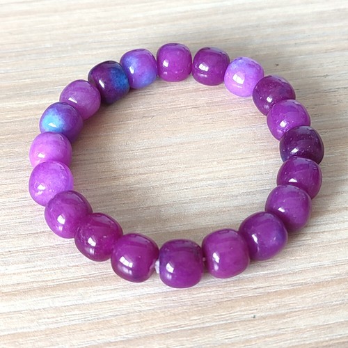 8x10mm Lavender Natural Burma Jade jadeite Bucket Beads Elastic Bracelet 7.5" - Picture 8 of 9