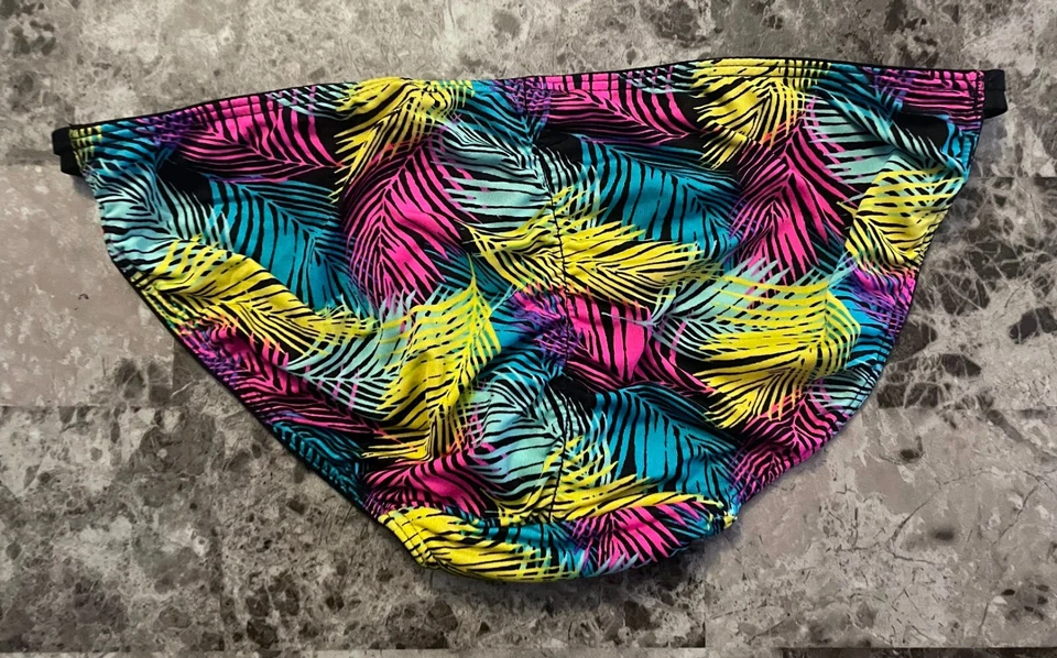 NUEVO CON ETIQUETAS BRAGAS DE BIKINI FLIRTITUDE S ROSA LISO AMARILLO AQUA PALM RARAS TIRAS Foto 3 de 4
