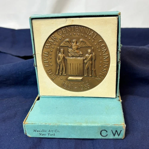 1965 Civil War Centennial Commission Bronze Medal Grant Lee Medallic Art w/Box