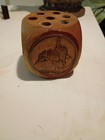 Vintage Jerusalem Wooden Pen Holder with Decorative Gold Tone Medallions 2.5" — photo 2