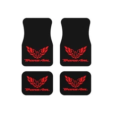 Black with Red Logo, Firebird Trans Am, Set of 4 Car Mats ,Gift