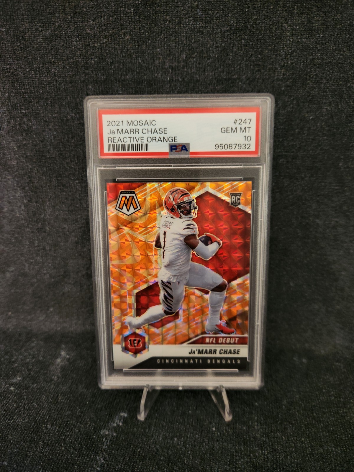 2021 Mosaic Ja’Marr Chase Reactive Orange NFL Debut RC #247 - Color Match PSA 10