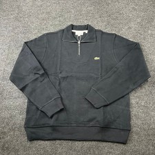 LACOSTE Zip-Up High-Neck Sweatshirt Men's Size L Black