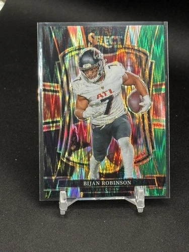 2025 Panini Select - Premier Level Bijan Robinson #148 Black &amp; Green Shock Prizm