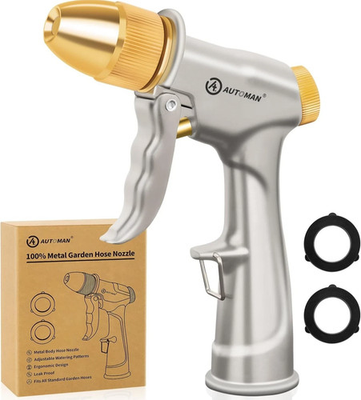 #ad Garden Hose Nozzle High Pressure Metal Sprayer 4 Spray Patterns Heavy Duty $15.76